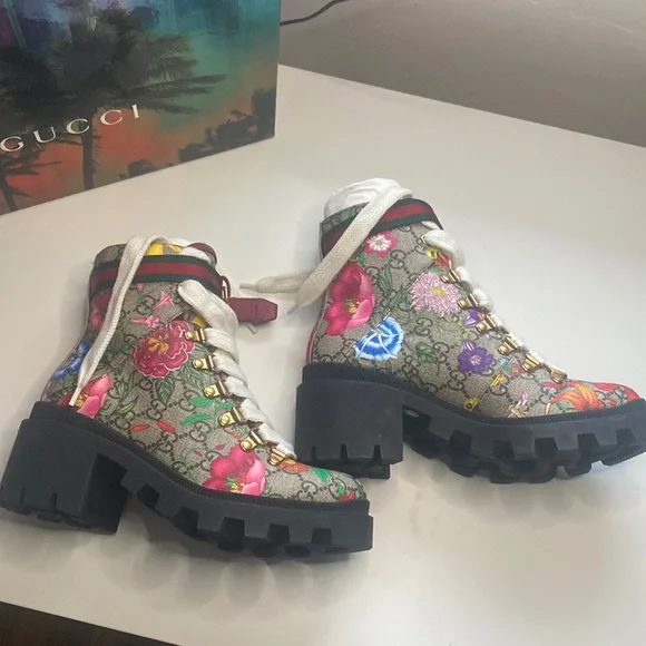Gucci | Shoes | Copy Womens Gg Flora Ankle Boots | Poshmark display picture 1